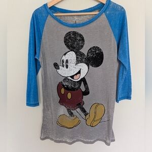 Mickey Mouse Raglan Baseball TShirt Ladies Size Large Disney World Lightweight
